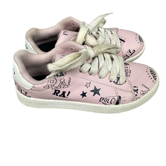 Polo Ralph Lauren Other - Polo Ralph Lauren Kids Pink Graphic Print Low Top Sneakers Lace Up Size 1